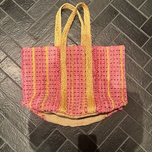 David Jeffery Woven Pink Large Tote Bag